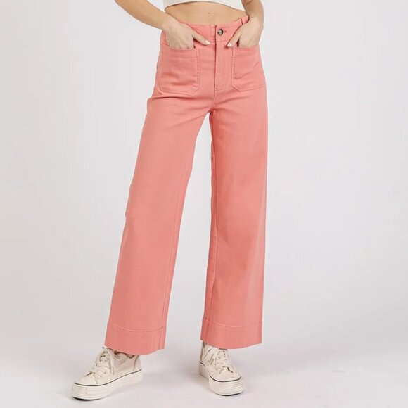 Mittoshop Twill Patch Pocket High Rise Wide Leg‎ Pants - Picture 1 of 8